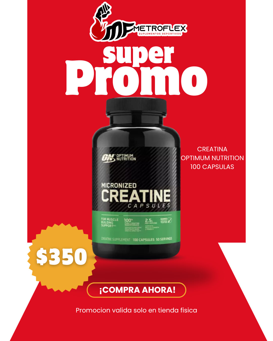 CREATINA MICRONIZED OPTIMUM NUTRITION 100 CAPS