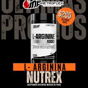 L-Arginina 120 Cáps Nutrex | Óxido Nítrico y Rendimiento Muscular