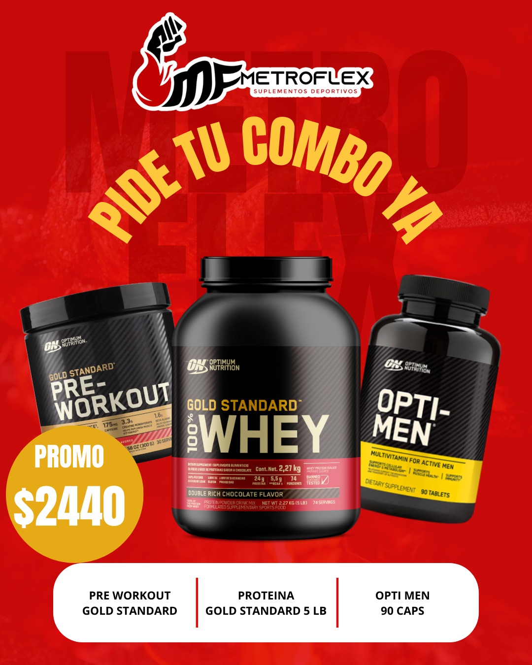 COMBO (GOLD STANDARD PRE WORKOUT 30 SERV ON+ GOLD STANDARD WHEY 5 LBS ON+ OPTI MEN 90 CAPS ON)