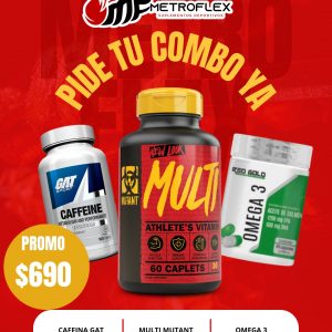 COMBO (CAFEINA 100 TAB GAT+MULTI MUTANT 60 CAPS+OMEGA 3 90 CAPS RED GOLD)