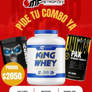 COMBO (THE CURSE 50 SERV JNX SPORTS+ KING WHEY 5 LBS RONNIE COLEMAN SIGNATURES+ANIMAL PAK 44 PACKS UNIVERSAL)