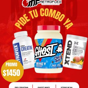 COMBO (PRO CREATINE NITRAFLEX 180 CAPS+GHOST WHEY 2 LBS+XTEND BCAA 30 SERV)