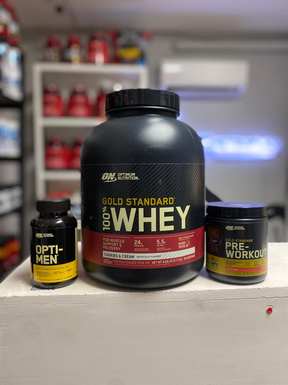 COMBO (GOLD STANDARD PRE WORKOUT 30 SERV ON+ GOLD STANDARD WHEY 5 LBS ON+ OPTI MEN 90 CAPS ON) - Imagen 2