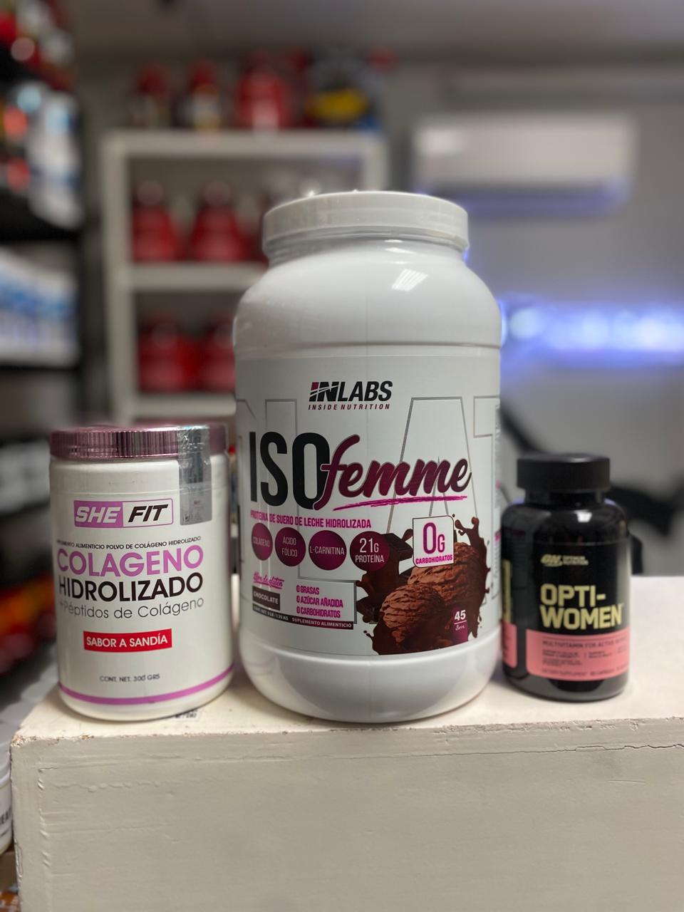 COMBO (OPTI WOMEN 60 CAPS ON+ISO FEMME 3 LBS INLABS+ COLAGENO HIDROLIZADO 30 SERV SHE FIT) - Imagen 2