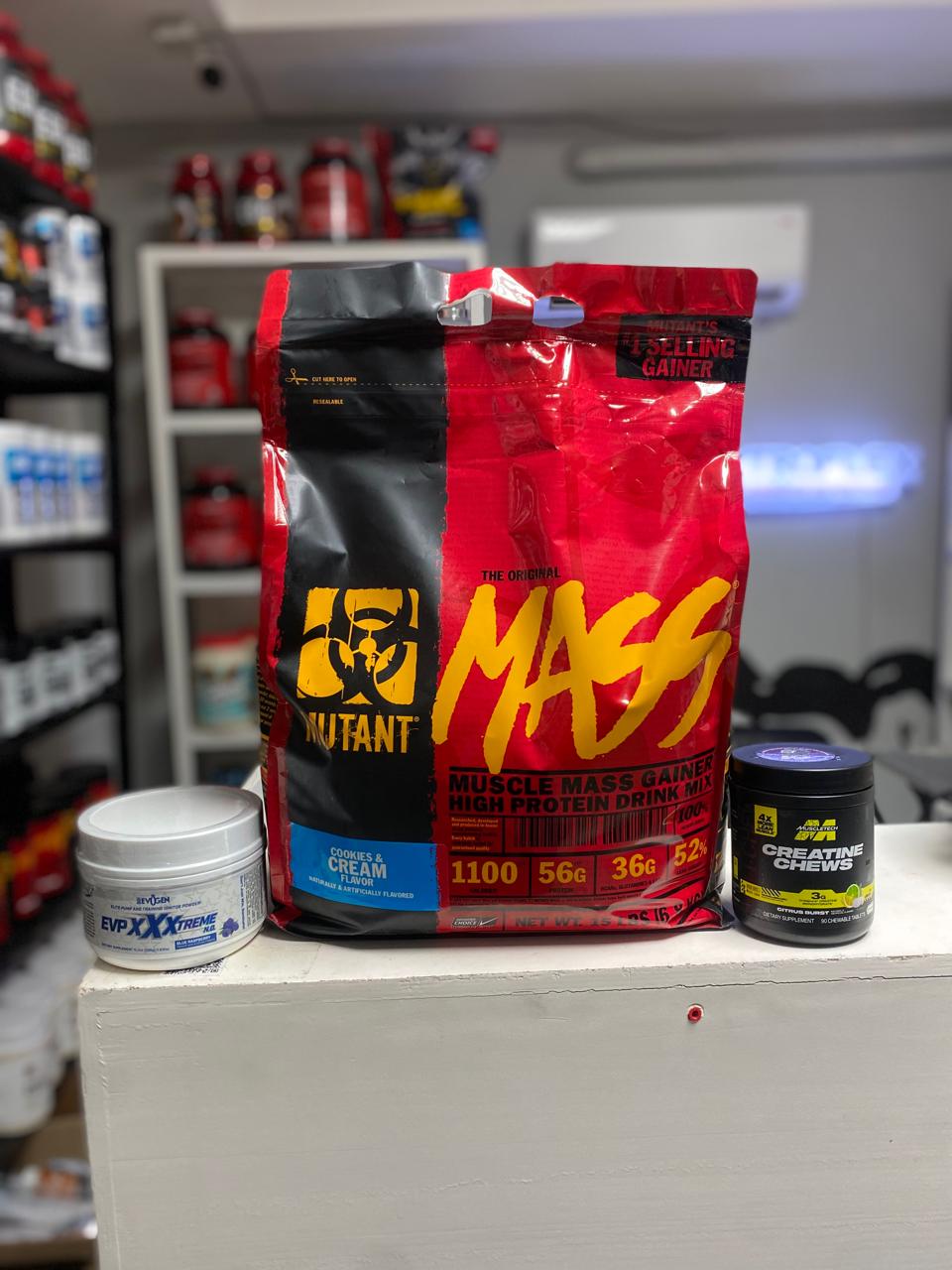 COMBO (CREATINE CHEWS 90 TAB MUSCLETECH+MUTANT MASS 15 LBS+EVPXXXTREME 30 SERV EVOGEN) - Imagen 2