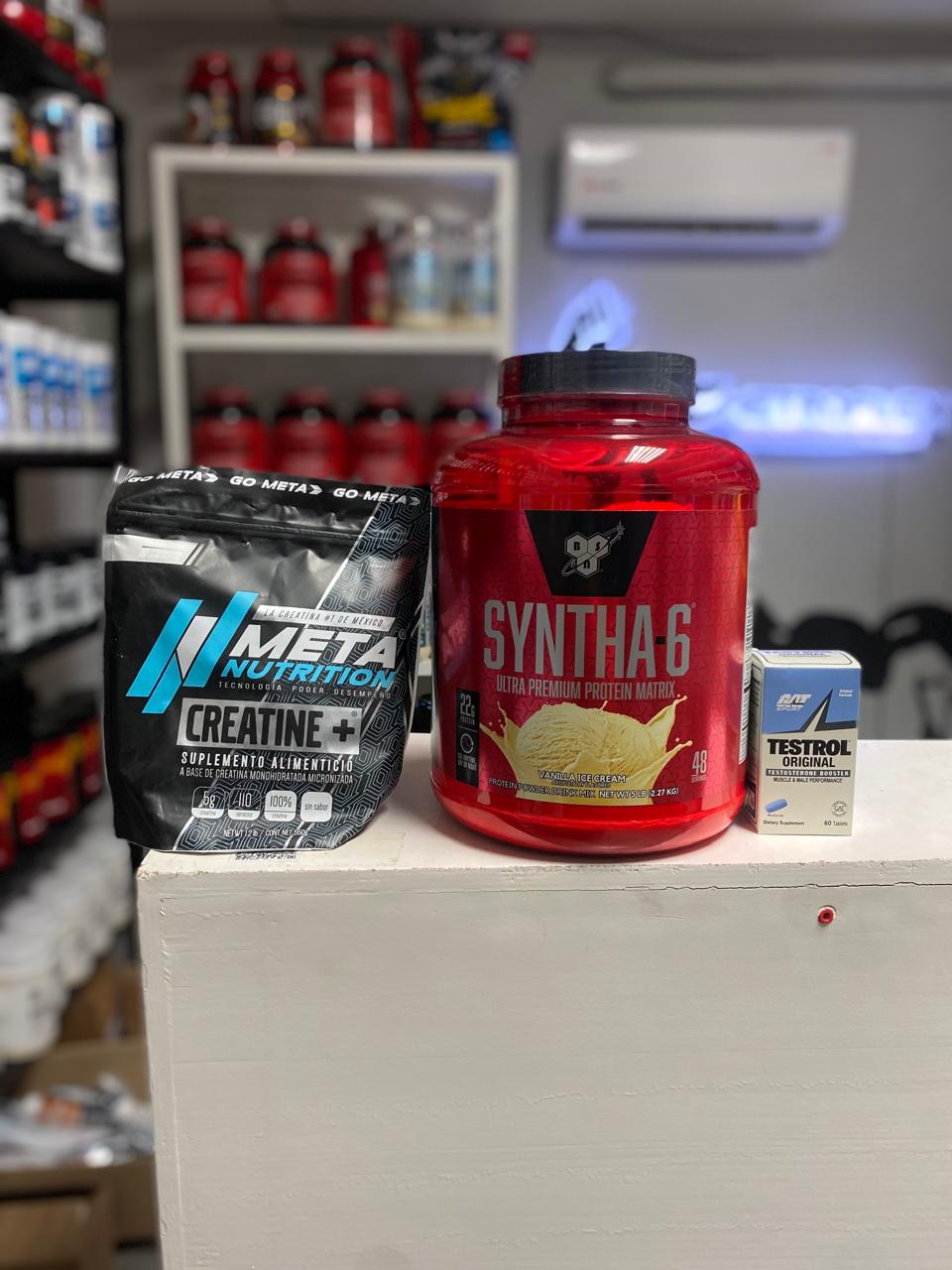 COMBO (TESTROL ORIGINAL 60 CAPS GAT+SYNTHA 6 5 LBS+META CREATINA 500 GR) - Imagen 2