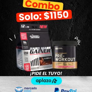 HARD MASS GAINER 12 LBS INNER ARMOUR+GOLD STANDARD PRE-WORKOUT 30 SERV OPTIMUM NUTRITION