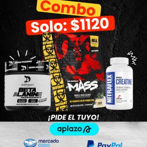 BETA ALANINA 60 SERV DRAGON PHARMA + MUTANT MASS 5 LBS + PRO CREATINA NITRAFLEX 180 CAPS GAT