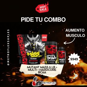 COMBO MUTANT MASS EXTREME 5 LBS+MULTI MUTANT 60 TAB+HARDCORE BCAA 30 SERV MUTANT