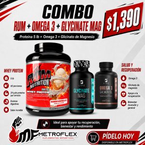 COMBO PRIM WHEY PROTEIN 5 LBS+GLYCINATE MAG 120 CAPS+OMEGA 3 90 CAPS