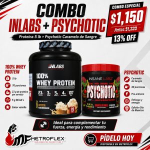 COMBO WHEY INLABS 5 LBS+PSYCHOTIC 35 SERV INSANE LABZ