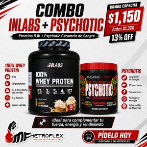 COMBO WHEY INLABS 5 LBS+PSYCHOTIC 35 SERV INSANE LABZ