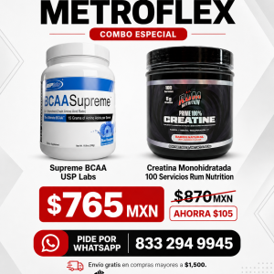 COMBO SUPREME BCAA 535GR USP LABS+CREATINA MONOHIDRATADA PRIME 100 SERVICIOS RUM NUITRITION