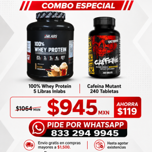 COMBO WHEY PROTEIN INLABS 5 LBS+ CAFEINA 240 TABLETAS MUTANT