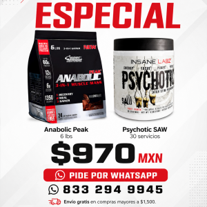 COMBO ANABOLIC PEAK 12 LBS INNER ARMOUR+ PSYCHOTIC SAW 30 SERVICIOS INSANE LABZ