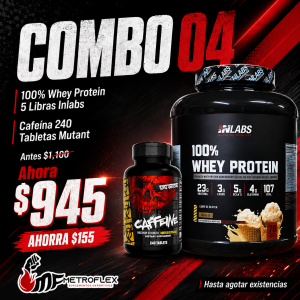 COMBO WHEY PROTEIN INLABS 5 LBS+ CAFEINA 240 TABLETAS MUTANT