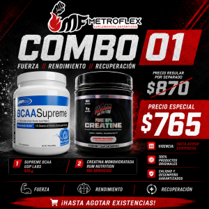 COMBO SUPREME BCAA 535GR USP LABS+CREATINA MONOHIDRATADA PRIME 100 SERVICIOS RUM NUITRITION