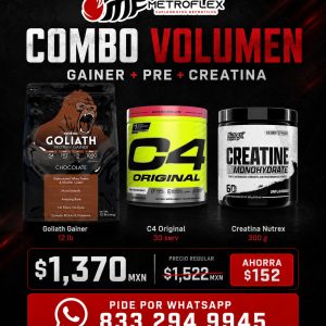 COMBO GOLIATH PROTEIN GAINER 12 LBS SYNTRAX+C4 ORIGINAL 30 SERV CELLUCOR+CREATINA NUTREX 300 GR