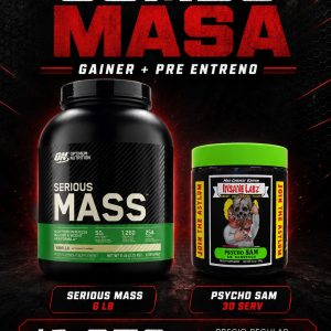 COMBO SERIOUS MASS 6 LBS OPTIMUM NUTRITION+PSYCHO SAM 30 SERV INSANE LABZ