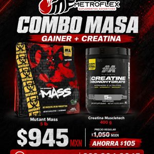 COMBO MUTANT MASS 5 LBS+CREATINA PLATINUM 400 GR MUSCLETECH
