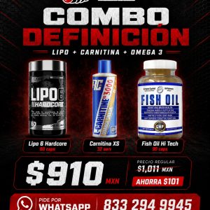 COMBO LIPO 6 HARDCORE 60 CAPS NUTREX+L CARNITINA XS 3000+FISH OIL 90 CAPS HTP