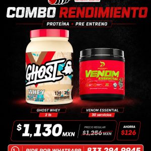 GHOST WHEY 2 LBS+VENOM ESSENTIAL 30 SERVICIOS DRAGON PHARMA